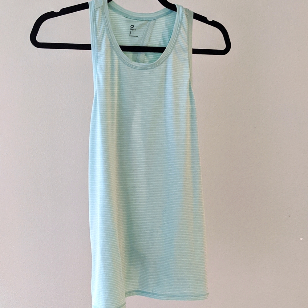 Gap Fit, small, aqua and white striped, open/tie back tank